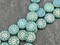 *8* 17mm Opaque Satin Turquoise AB Laser Tattoo Sun Coin Beads